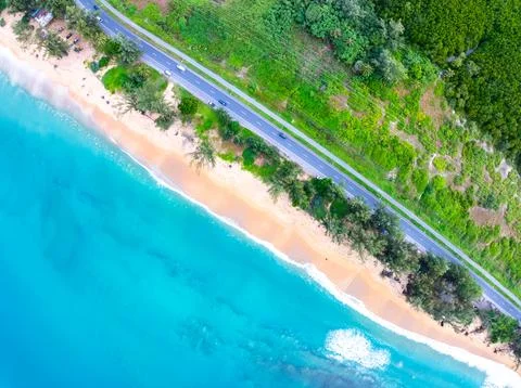 High angle view waves seascape nature view,Wide angle drone shot,Top view b.. Stock Photos