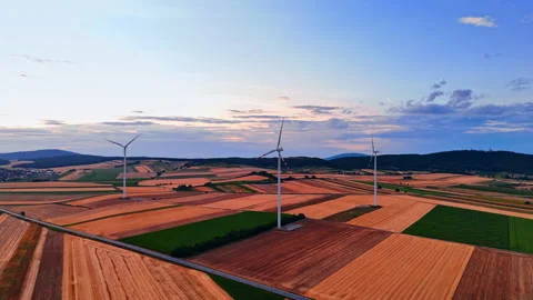 High angle view of wind turbines in rural area Stock Footage 340361801