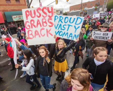 High angle view on Women's March in Tucson Stock Photos
