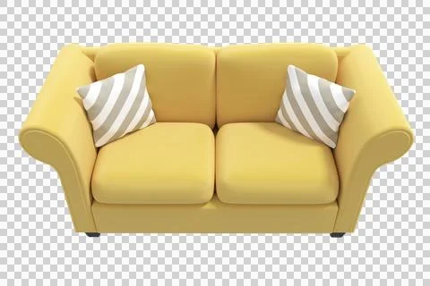 High angle view of yellow sofa with cushions Stock Illustration