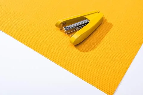High angle view yellow stapler Stock Photos