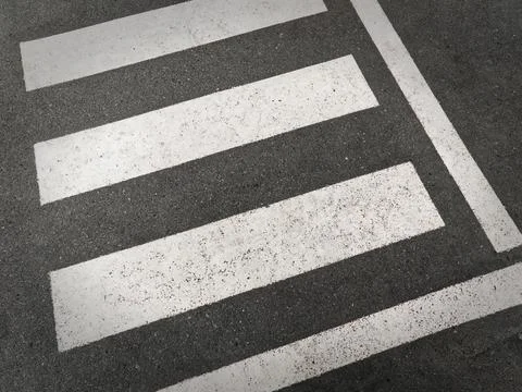 High Angle View of Zebra Crossing Paint on Asphalt Street Stock Photos