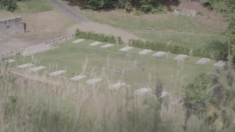 High Angle Wide Shot Flossenburg Concentration Camp Memorial Site Prisoner Stock Footage 330174455