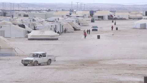 High Angle To Zaatari Refugee Camp For Syrian Stock Footage 73935336