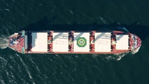 High angled view of big cargo ship Stock Footage 154909926