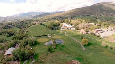 High arial slow pan over homestead Stock Footage 105606481