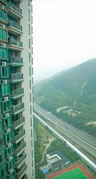 High up on balcony Foto stock