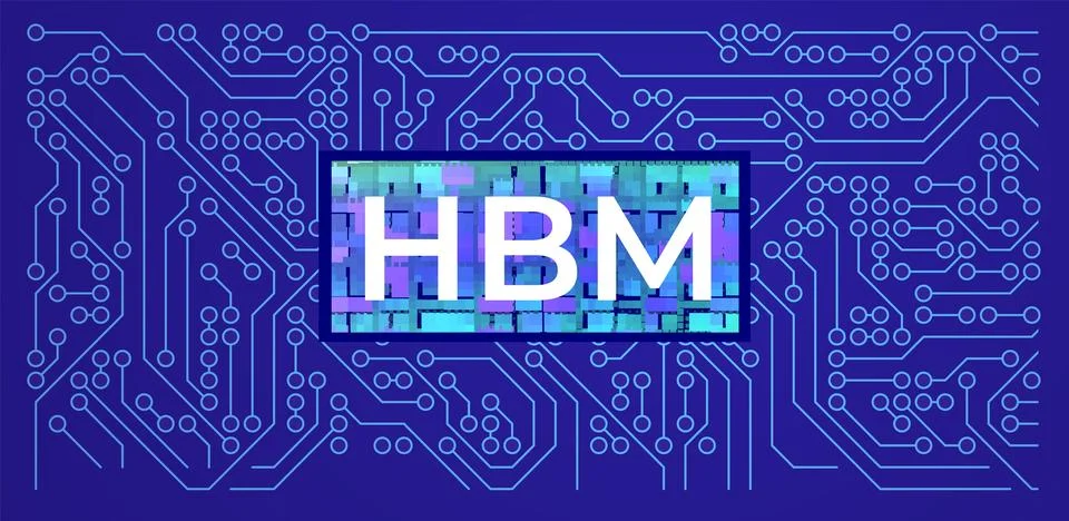 High bandwidth memory HBM technology concept on blue background illustrating Stock Illustration