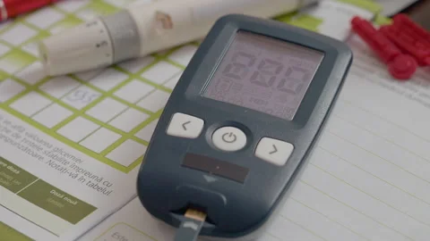 High blood sugar level test reveals alarming results for diabetic patient Stock Footage 302432245