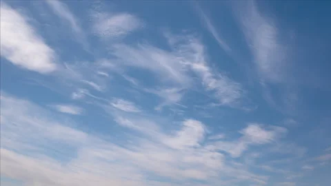 High blue sky full of fluffy high cirrus clouds 스톡 동영상 241751878