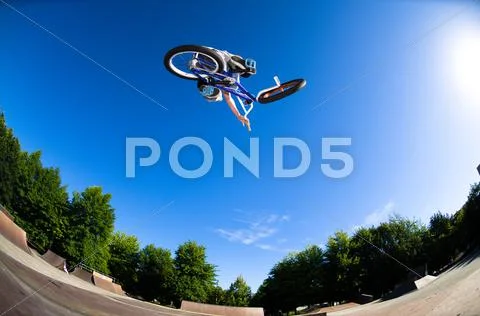 High bmx jump Stock Photos
