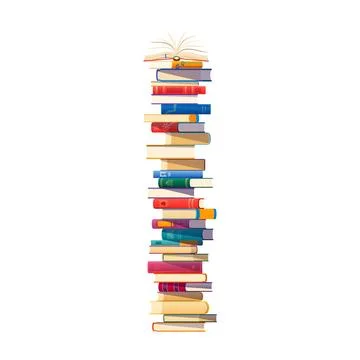 High book stack, cartoon pile of reading materials Stock Illustration