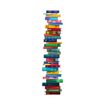 High book stack, isolated vector pile of textbooks Stock Illustration