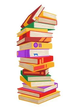 High book stacks or pile. Library textbooks and school literature heaps Stock Illustration
