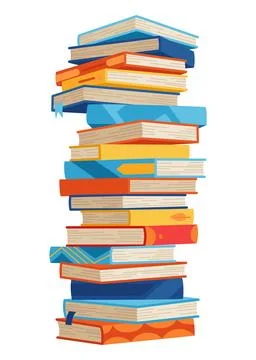 High book stacks or pile. Library textbooks and school literature heaps 库存插图