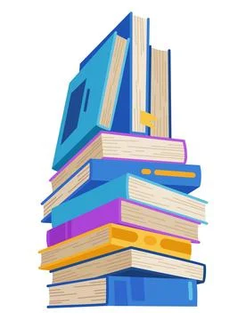 High book stacks or pile. Library textbooks and school literature heaps Stock Illustration