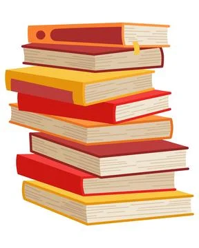 High book stacks or pile. Library textbooks and school literature heaps 库存插图