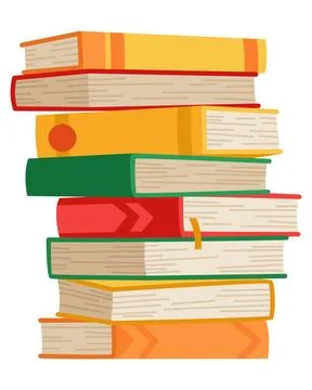 High book stacks or pile. Library textbooks and school literature heaps 库存插图