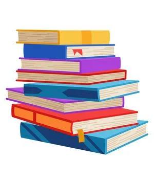 High book stacks or pile. Library textbooks and school literature heaps Illustrazione stock