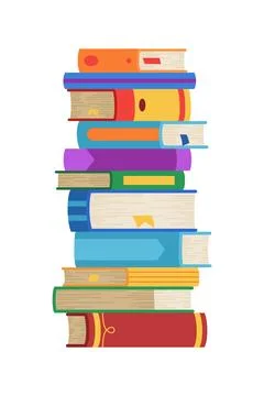High book stacks or pile. Library textbooks and school literature heaps Stockillustratie