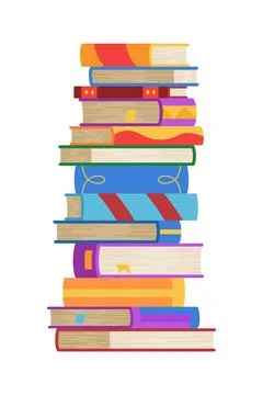 High book stacks or pile. Library textbooks and school literature heaps Stock Illustration