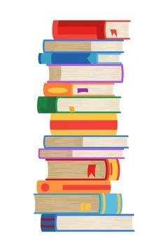 High book stacks or pile. Library textbooks and school literature heaps Stock Illustration