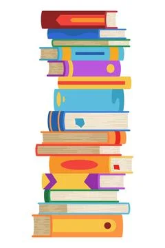 High book stacks or pile. Library textbooks and school literature heaps Illustrazione stock
