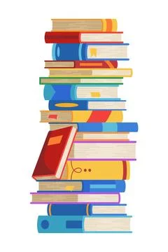 High book stacks or pile. Library textbooks and school literature heaps Illustrazione stock