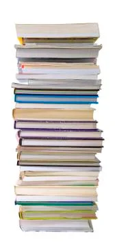 High books stack isolated on white background Stock Photos