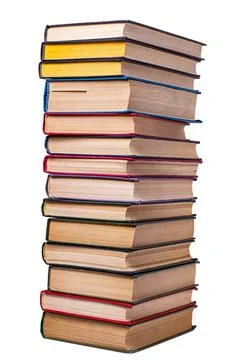 High books stack isolated on white background Stock Photos