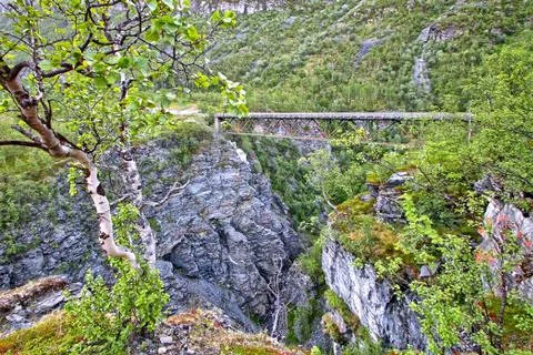 High bridge in the mountains Stock Photos