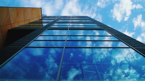 High Building and Windows with Reflection Stock Footage 64484334