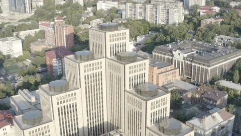 High Building in the city Skyscraper at the daylight and river (Jewish Building) Stock Footage 120712940