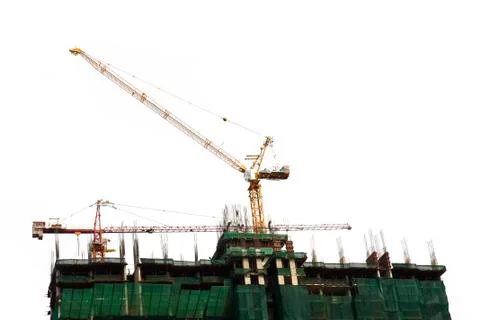 High building construction with crane Stock Photos