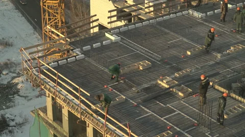 High building construction site Stock Footage 87946271