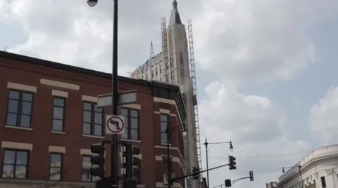 High Building Flag Chicago Stock Footage 41826651