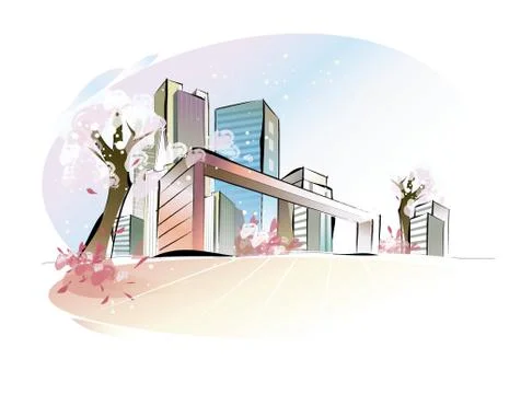 High building Ilustración de archivo