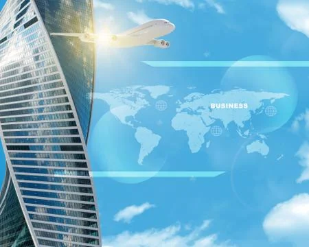 High building with jet Ilustración de archivo