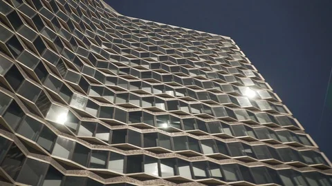 High building reflecting the sun, Paris, France Stock Footage 102425209