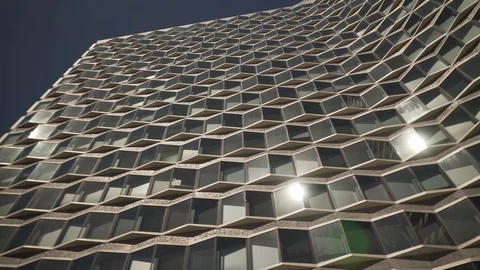 High building reflecting the sun, Paris, France Stock Footage 102425221
