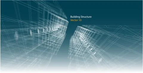 High building structure architecture abstract drawing, 3d illustration vector Stock Illustration