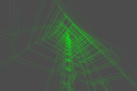 High building structure architecture abstract drawing, 3d illustration 스톡 일러스트