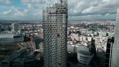 High building under construction, La Defense, Paris town center, France. Stock Footage 268784014