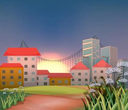 High buildings at the hilltop Ilustración de archivo