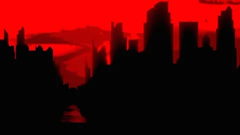 High Buildings With Red Background Loop Stock Footage 218976678