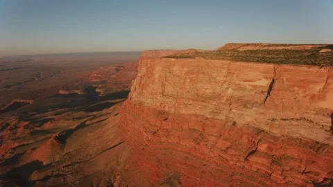 High Butte of red rocks monuments of canyon gorge in valley of Colorado river in Stock Footage 336577219