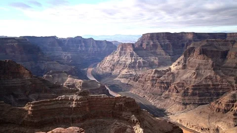 High Butte of red rocks monuments of canyon gorge in valley of Colorado river in Stock-Footage 336578289