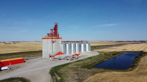 High capacity grain elevator, Alberta Stock Footage 211787663