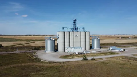 High capacity grain elevator, Alberta Stock Footage 211787681