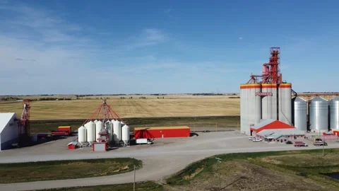 High capacity grain elevator, Alberta Stock Footage 211787703